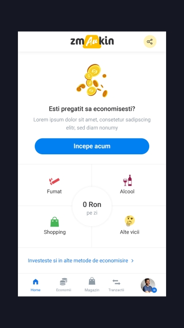Zmaukin - Android and iOS mobile app for saving money by giving up vices